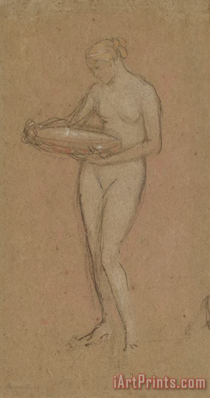 Standing Female Nude a Holding Bowl [recto] painting - James Abbott McNeill Whistler Standing Female Nude a Holding Bowl [recto] Art Print